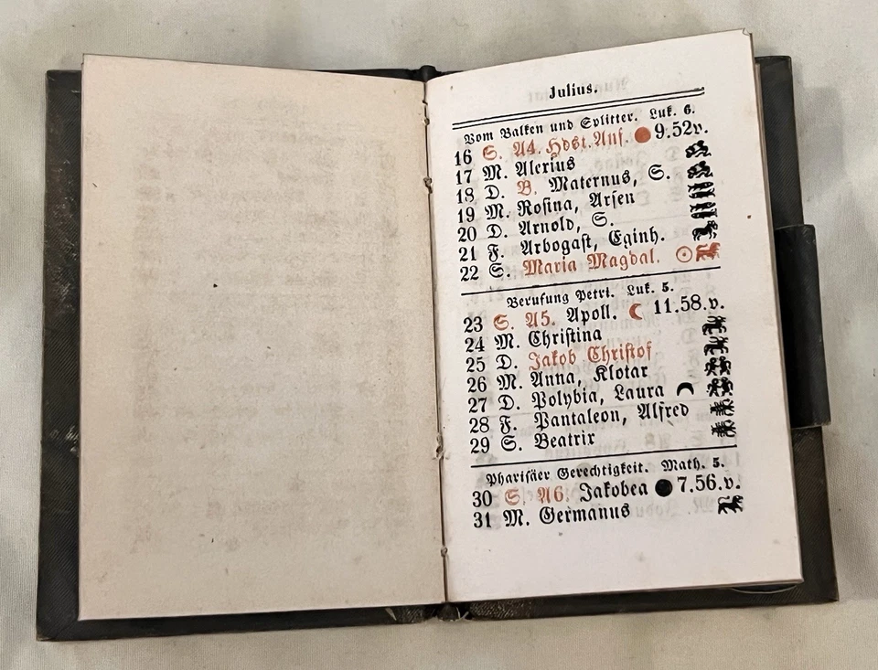 Antique Original 1848 German Pocket Calendar / Planner. - Image 2 of 4