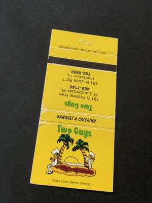 Vintage Florida Matchbook  Two Guys  Fort Lauderdale   Plantation