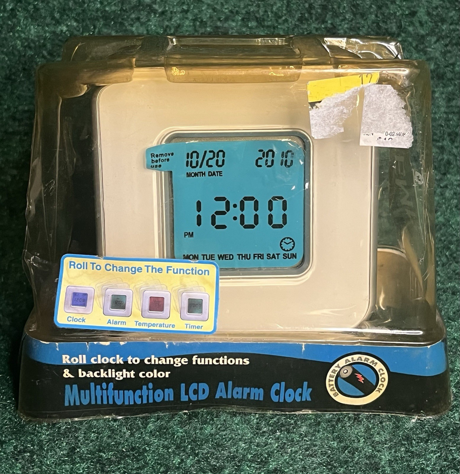 Geneva Clock Co Multifunction LCD Alarm Clock 4-Sided Roll To Change Model 6056