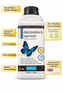 Polyvine Decorators Varnish 500ml Dead Flat Matte Finish Interior Exterior UV Pr