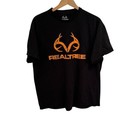 Realtree Men's XL Black T-Shirt Orange Camo Antler Logo Outdoor Hunting