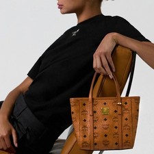 MCM Toni Shopper Mini Umhängetasche, Polyester, Cognac, 20 x 20 x 6 cm