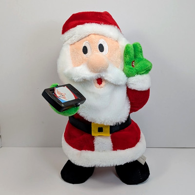 Gemmy Selfie Santa Side Stepper Dancing Singing Animated Plush 2015 Phone Flash
