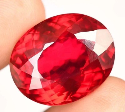 23.50 Carat Natural Blood Red Ruby Oval Cut Flawless Certified Loose Gemstone