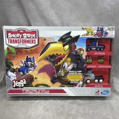 Angry Birds Transformers Jenga Optimus Prime Attack Game Grimlock Bird Pigs CIB