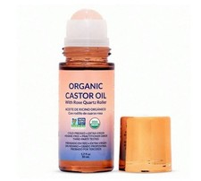 Organic Castor Oil Roll-On Rose Quartz Roller Cold Pressed Hexane-Free