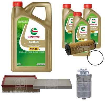 FEBI Inspektionspaket 8L Castrol EDGE Titanium FST 5W-30 LL für VW Passat