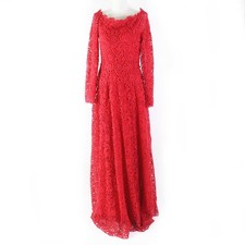 VALENTINO Ladies Dress All-Lace Long-Sleeve Super Flare Red Size 40 Italy