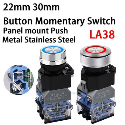 22mm 30mm Panel Mount Push Button Momentary Switch LA38 Metall Edelstahl