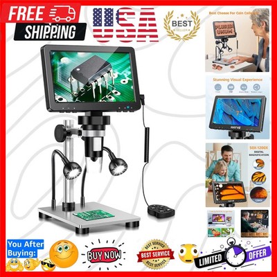 7'' LCD Digital Microscope, 1200X Magnification for Coin PCB Circuit Repair So...