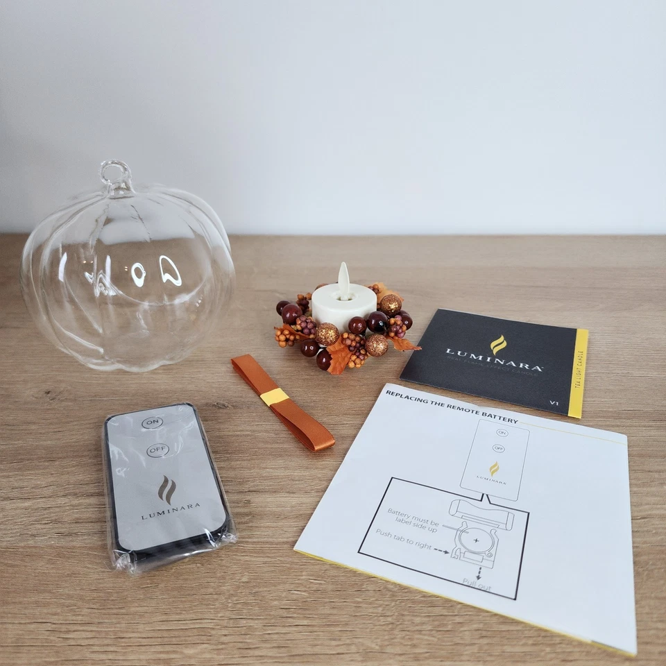 Luminara Berry Fall Pumpkin Ornament Flameless Effect Tealight Candle New In Box - Image 3 of 4