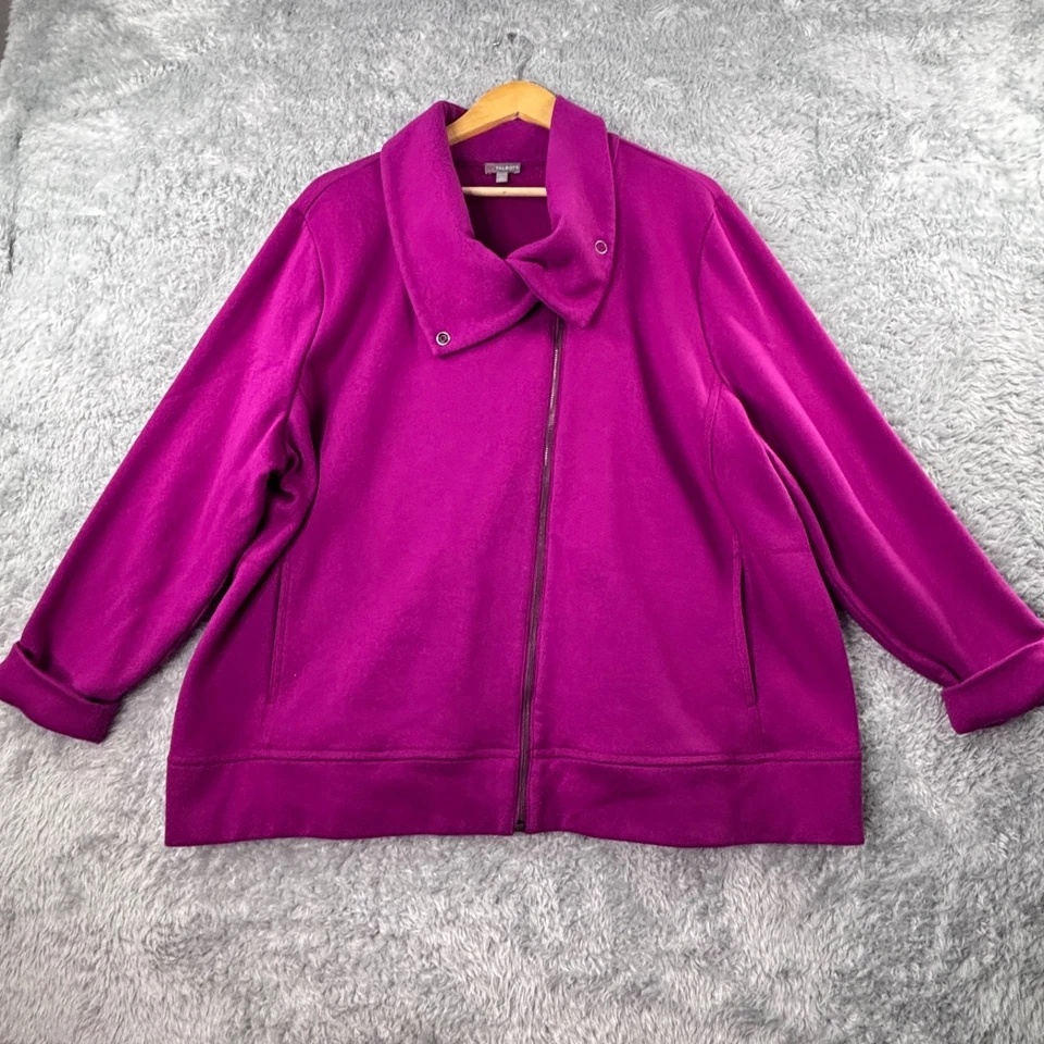 Chaqueta para mujer Talbots 3X talla grande magenta polar asimétrica cremallera completa cuello Foto 2 de 4