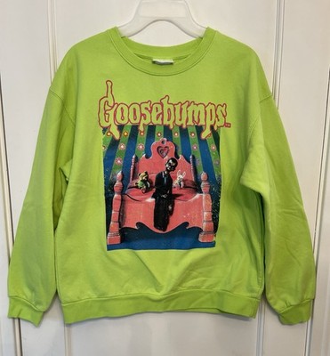 GOOSEBUMPS Pullover Neon Lime Green Sweatshirt Adult Slappy the Dummy Sz M