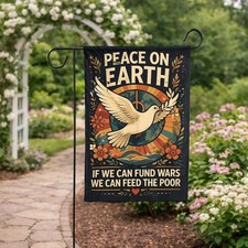 Peace On Earth Garden Flag, Dove Floral Social Justice Yard Decor Gift