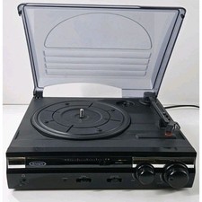 Jensen JTA-230 Turntable with Built-in Speaker Black Record Player W/ Audio Jack