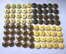 80 Vintage Brown & Tan Vegetable Ivory Buttons, Embossed, 9/16" Dia.