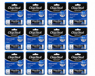 12 PACK ChapStick Moisturizer (Original Flavor, 0.15 Ounce) Lip Balm Tube, Skin