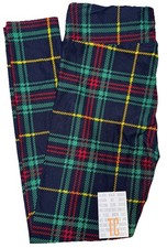 NEW LuLaRoe Tall  Curvy 12-18 Navy Red Green Yellow Plaid Christmas Leggings