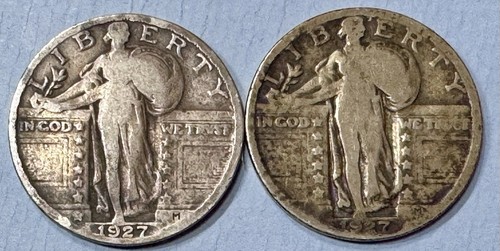 1927 & 1927-D Standing Liberty Quarters Nice Album Filler Coins 90% Silver