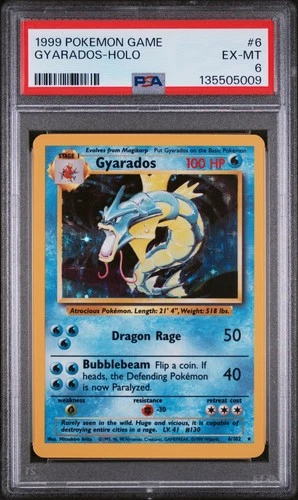 1999 POKEMON BASE SET UNLIMITED #6 GYARADOS-HOLO PSA 6