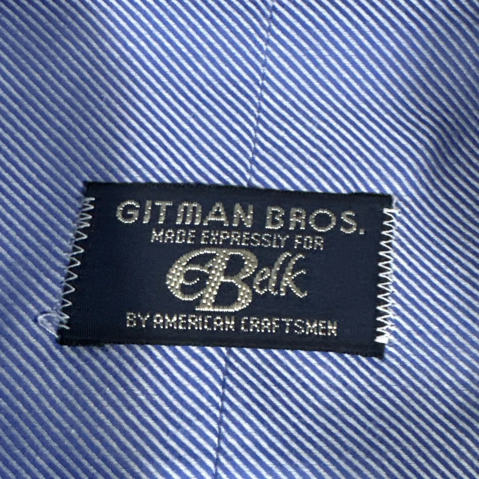 Camisa Gitman Bros Para Hombres 17.5 35 Azul Vestido Manga Larga Abotonada Hecha en EE. UU. Belk Foto 2 de 4
