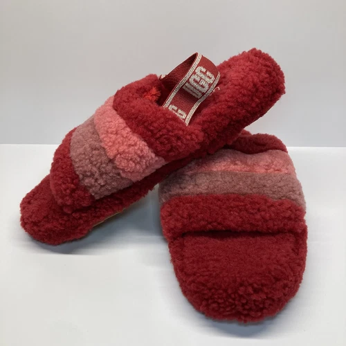 Ciabatta UGG Fluff Yeah Rosso Rosa Slide Donna Taglia 6 Vedi Descrizione