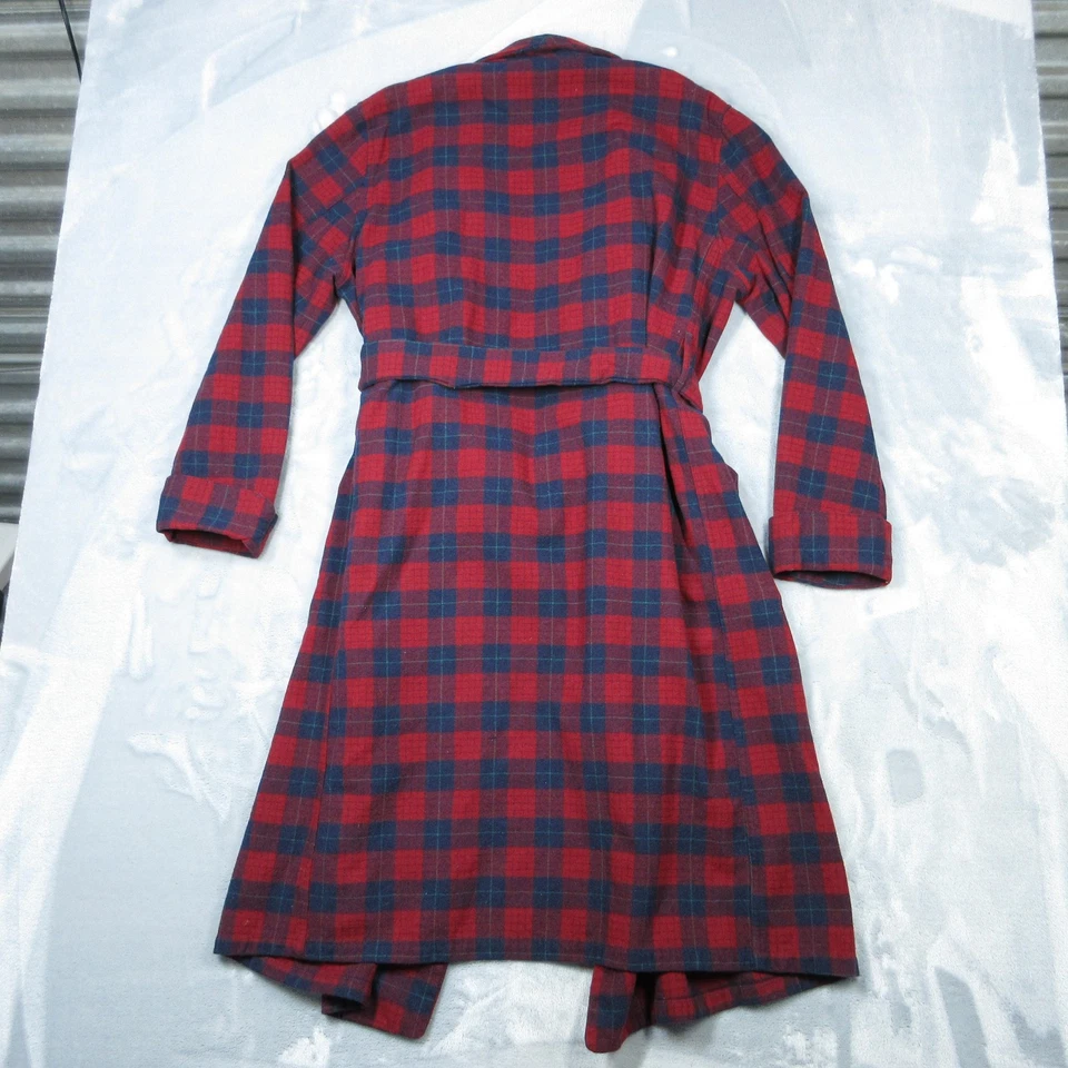 Vintage Pendleton Robe Mens Large Red Blue Robinson Tartan Wool Shawl Collar USA - Image 2 of 4