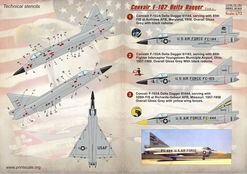 Calcomanía Impresión Escala 72-150 1:72 F-102 Delta Dagger Parte2 El juego completo 1,5 hojas - Imagen 7 de 12