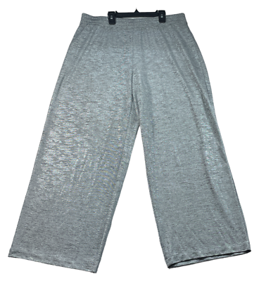 wide slacks pants × silver bracelet JM Collection Wide Leg Pants Womens size XL Silver Shiny Pull On