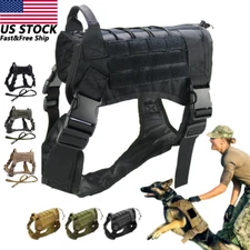 Military Tactical Pet Dog Harness No Pull Heavy Duty MOLLE Training Service Vest