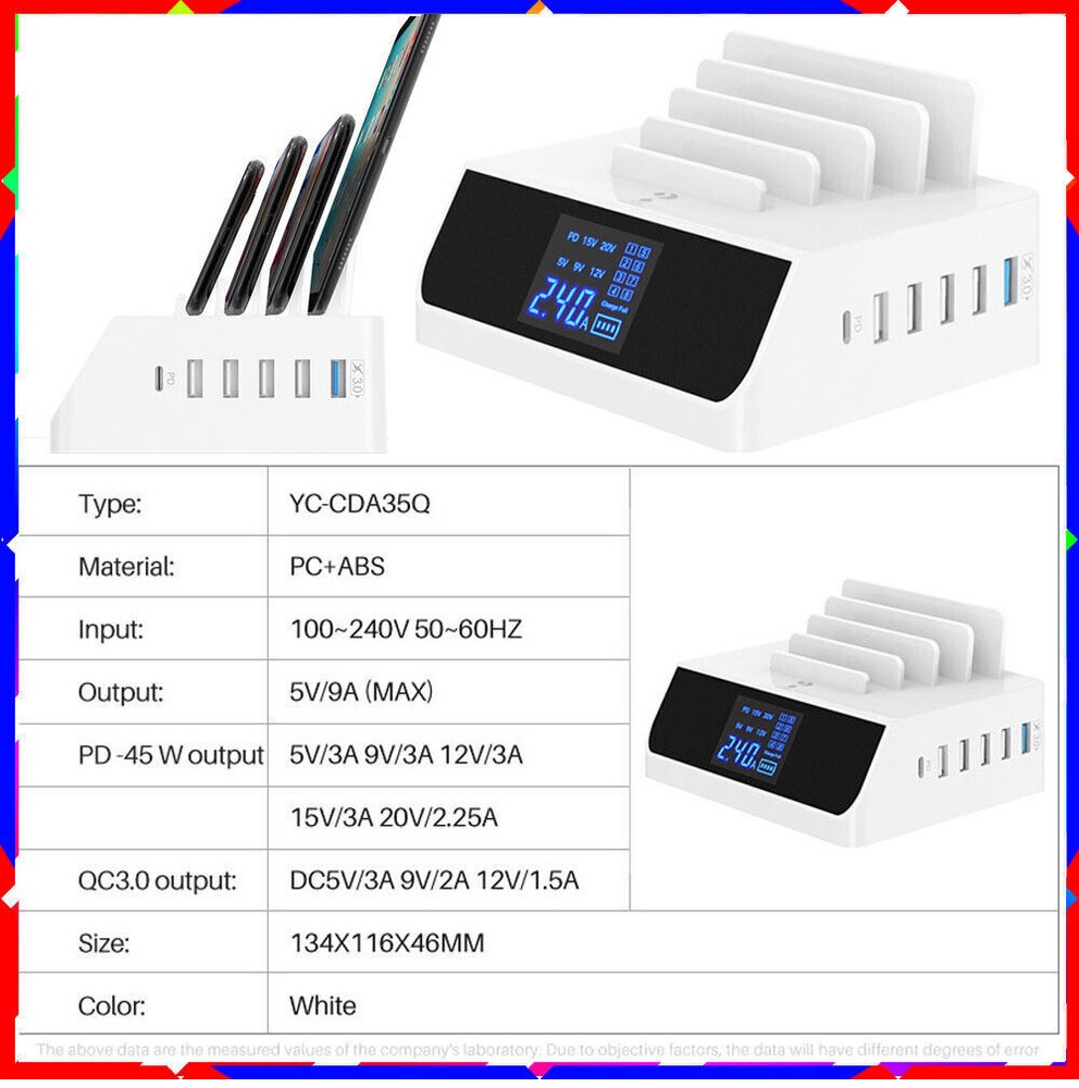 Expand connectivity with a multi-port USB hub featuring digital display and AC power adapter