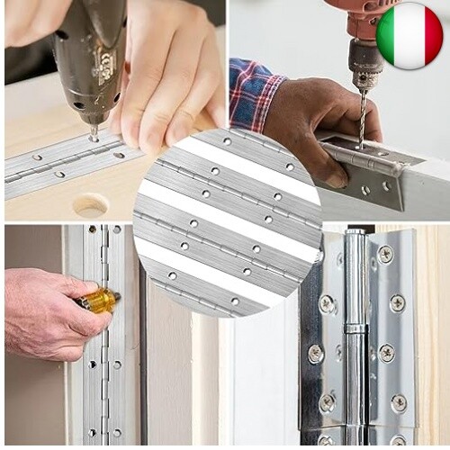 4 pezzi Cerniere Inox 30cm Cerniera per Legno Cerniera per Pianoforte Vite - Foto 3 di 7