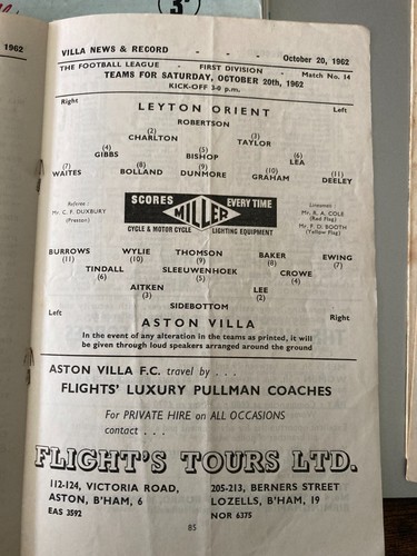 Aston Villa HOME & AWAY 1958/59 1959/60 1960/61 1961/62 1962/63 League & Cup - Picture 98 of 105