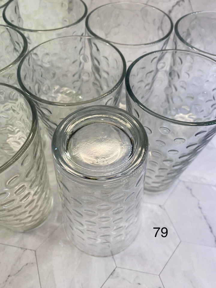 Libbey Glass Co. Tall Cooler Tumblers Awa pattern clear glass dotted Tall 14oz. - Image 4 of 4