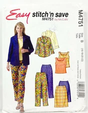 2005 McCalls Sewing Pattern M4751 Womens Shirt Top Skirt Pants Size 16-22 10255