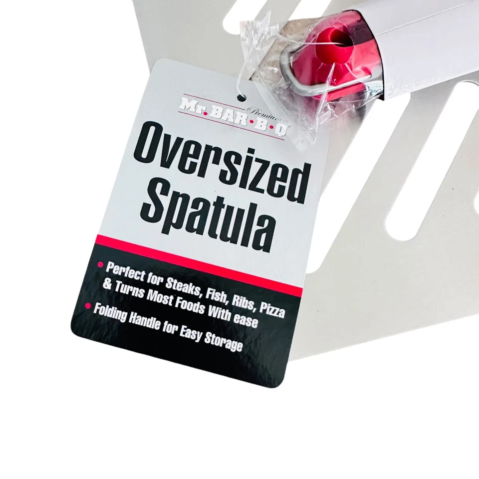 Espátula grande de aço inoxidável original MR. BAR-B-Q com cabo vermelho dobrável - Imagem 4 de 4