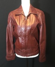 Vintage 70s Wilsons Leather Jacket Red Penny Lane Boho Indie Sleaze Made in USA