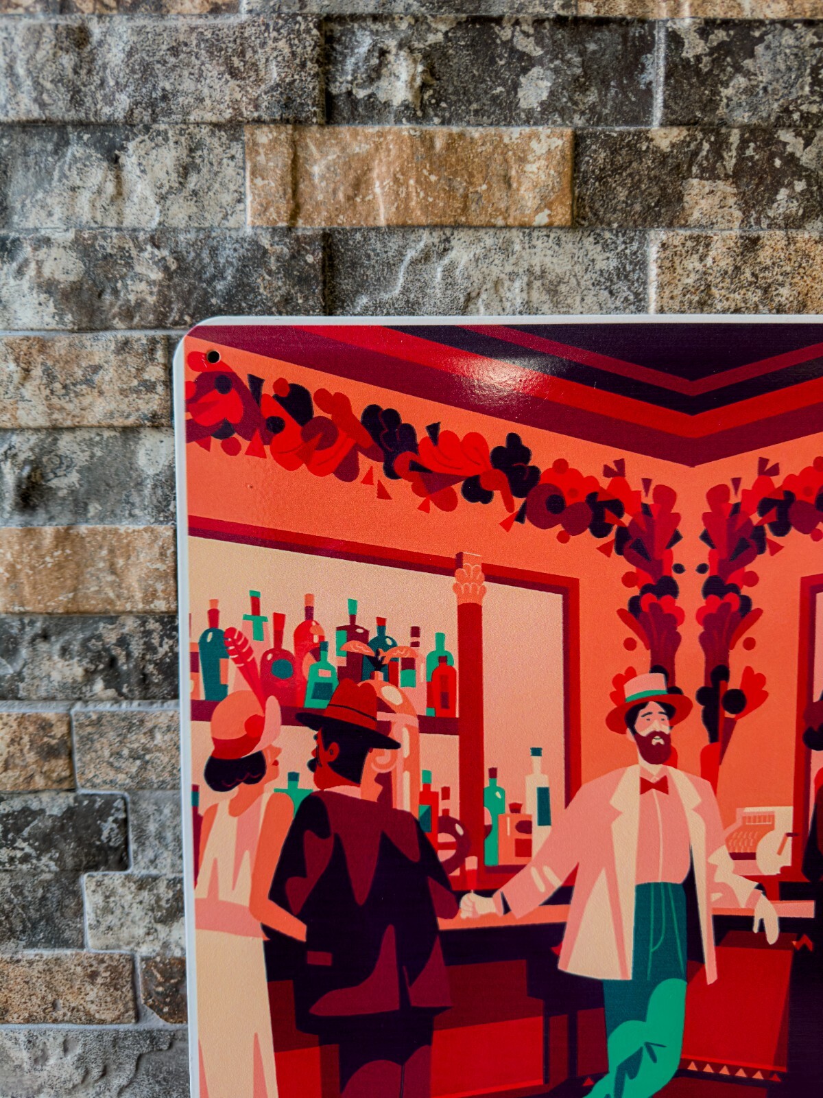 Vintage CAMPARI Soda Milano  Bar Scene Havey  Metal Sign 24"x16" (60x40 cm)