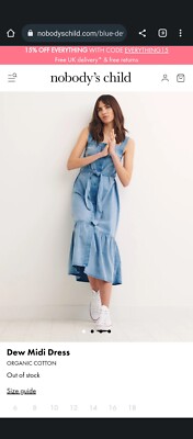 Nobody's Child Dew US 2, UK 6 Blue Denim Button Through Midi Dress Sold Out  NWOT | eBay