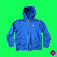 NIKE Kinder Zip Hoodie, gesticktes Logo, blau...