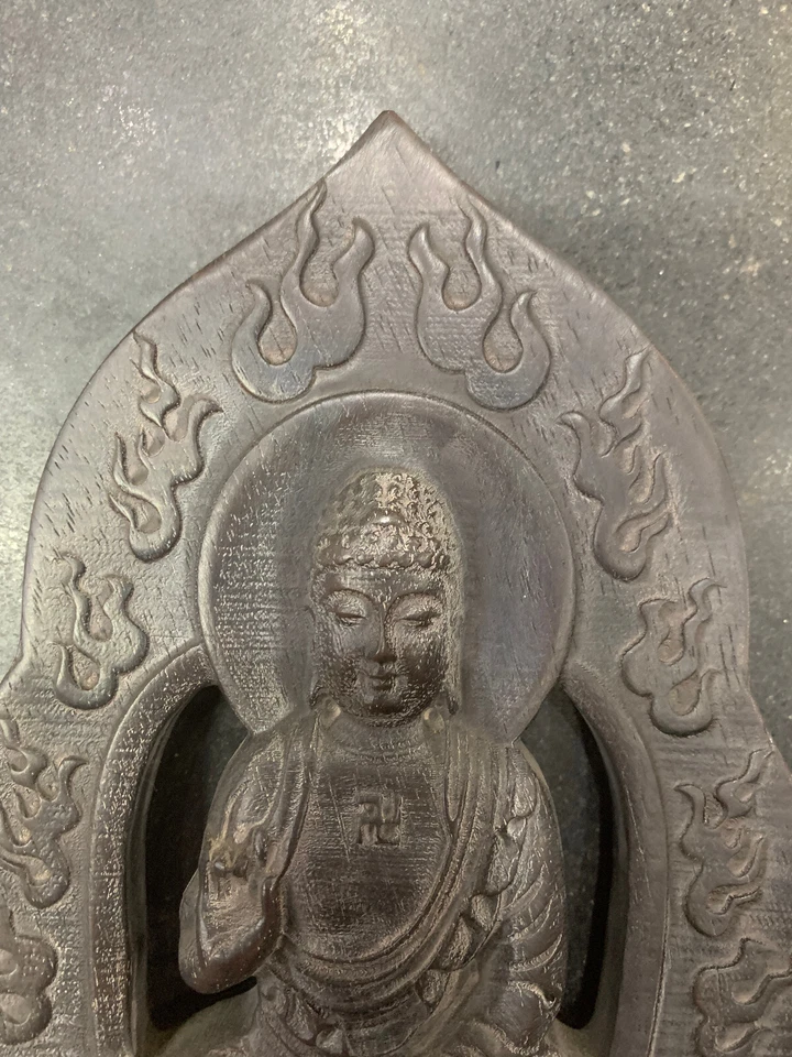 ¡Estatua de madera antigua tibetana tallada a mano *Buda* de 9,2 pulgadas!!!! Foto 3 de 4