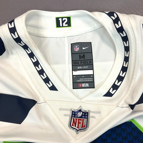 Nike Seattle Seahawks "12th Man" FAN NFL VAPOR Sewn Jersey Men's Sz M STAINED - Picture 6 of 15