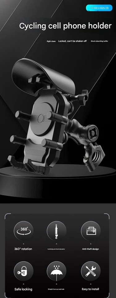 Motorcycle Wireless Phone Holder and Quick Charger GPS Anti-theft Stand - Image 2 of 4