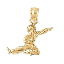 New 14k Gold Martial Arts Karate Charm Pendant