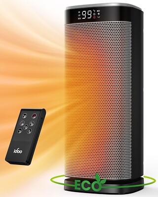 iDOO PTC Ceramic Electric Space Tower Heater Portable 1500w Oscillating ECO Mode