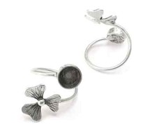 Flower Wrap Ring Blank inlay Setting Cabochon Mounting Adjustable Base Bezel