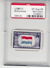 #913    US 1943  5c Graded SUP 95 Encap#91330 DSS