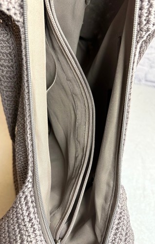 The SAK Collective Hobo Tote Hand Crocheted Khaki/Gray/Sage/White Blend Zip EXC - Picture 8 of 9