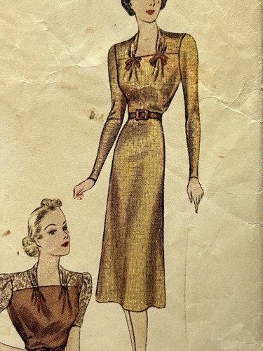 30s Simplicity 2795 Muster Square-Neck KLEID Größe 14 Brustumfang 32" Hüfte 35" LESEN - Bild 4 von 13