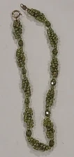 Handcrafted 8.5" Anklet/Bracelet Beaded Olive Green Seed Beads 14k GF Gold Fill